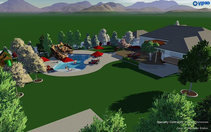 3d custom pool design | 3d landscape design | 3d Design Services near Salt Lake City, Utah | SBI Waterfalls | Stevenson Brothers Construction