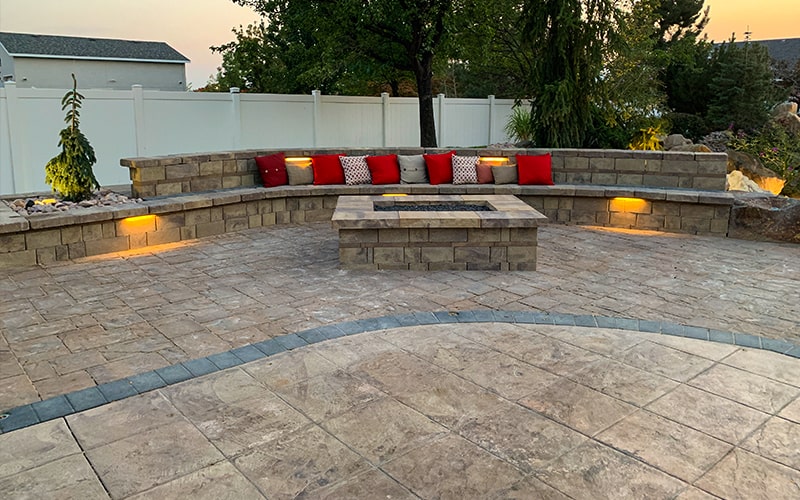 stamped concrete patio laid by patio pavers