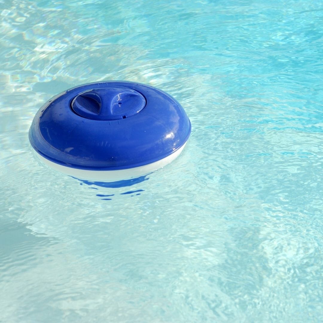 A floating pool chlorinator.
